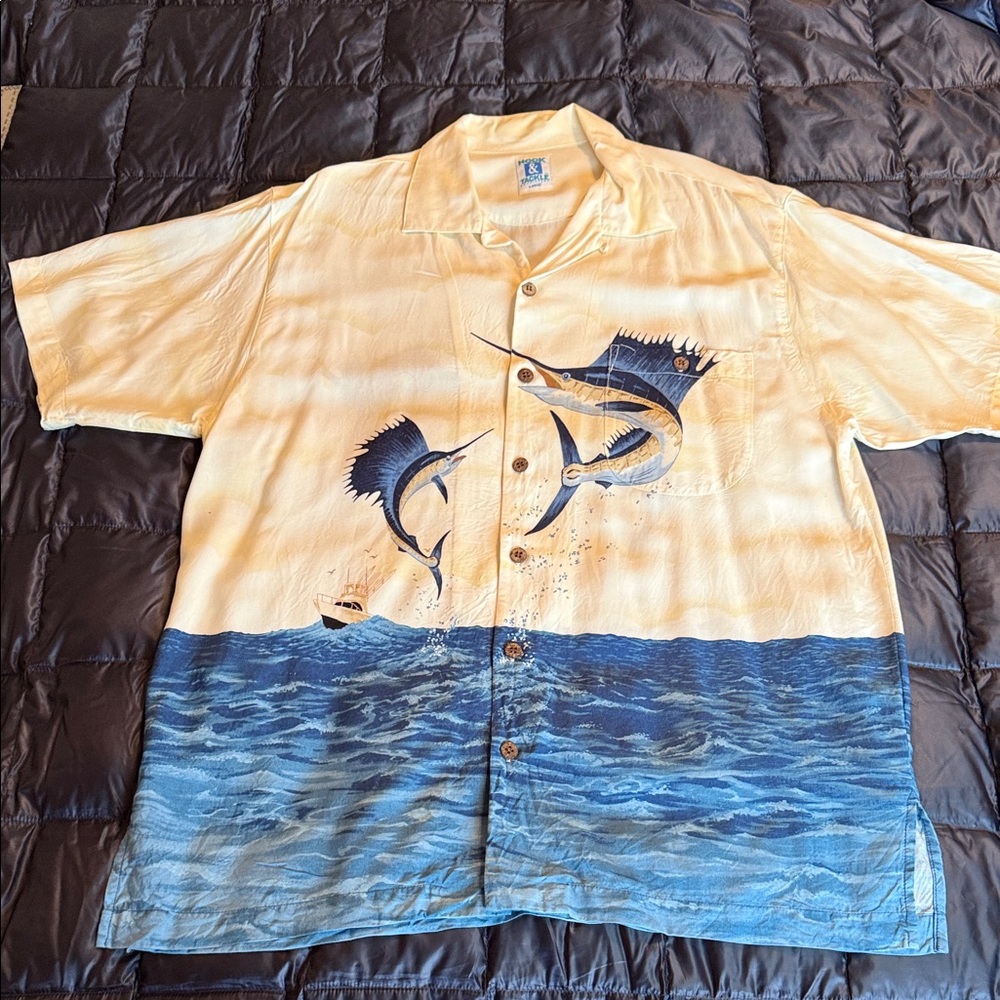 Hook & Tackle Cream Color Sail Fish Shirt L